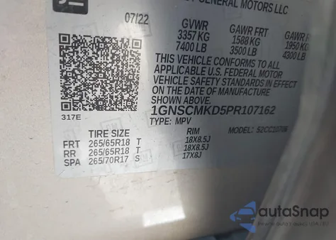 2023 Chevrolet Tahoe 2Wd Ls из США, поврежденный, VIN 1GNSCMKD5PR107162